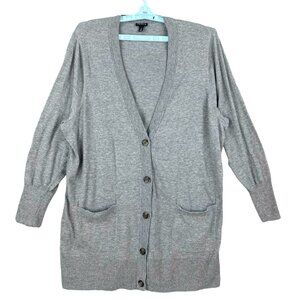 Torrid Women's Grey Cardigan Sweater Size 3=3X Long Sleeve Button Pockets Front